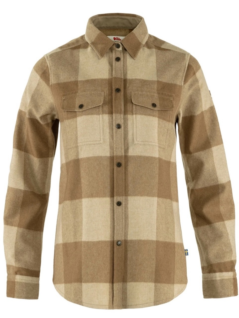 Fjallraven Canada Shirt Wool Blend Plaid Brown Beige Women’s M NWT